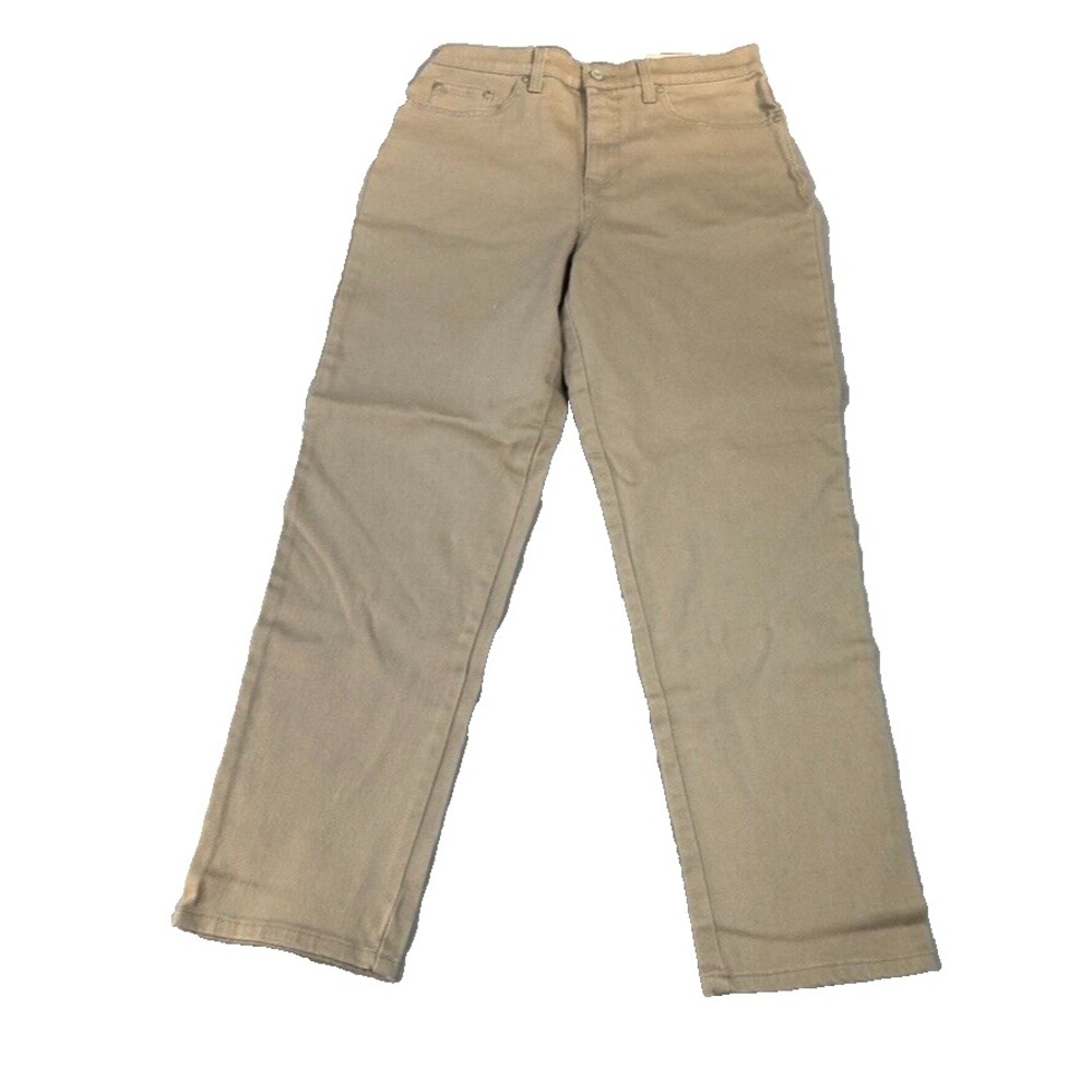 New Faded Glory Jeans Womens 12 Petite‎ Tan Classic Fit Straight Leg Stretch